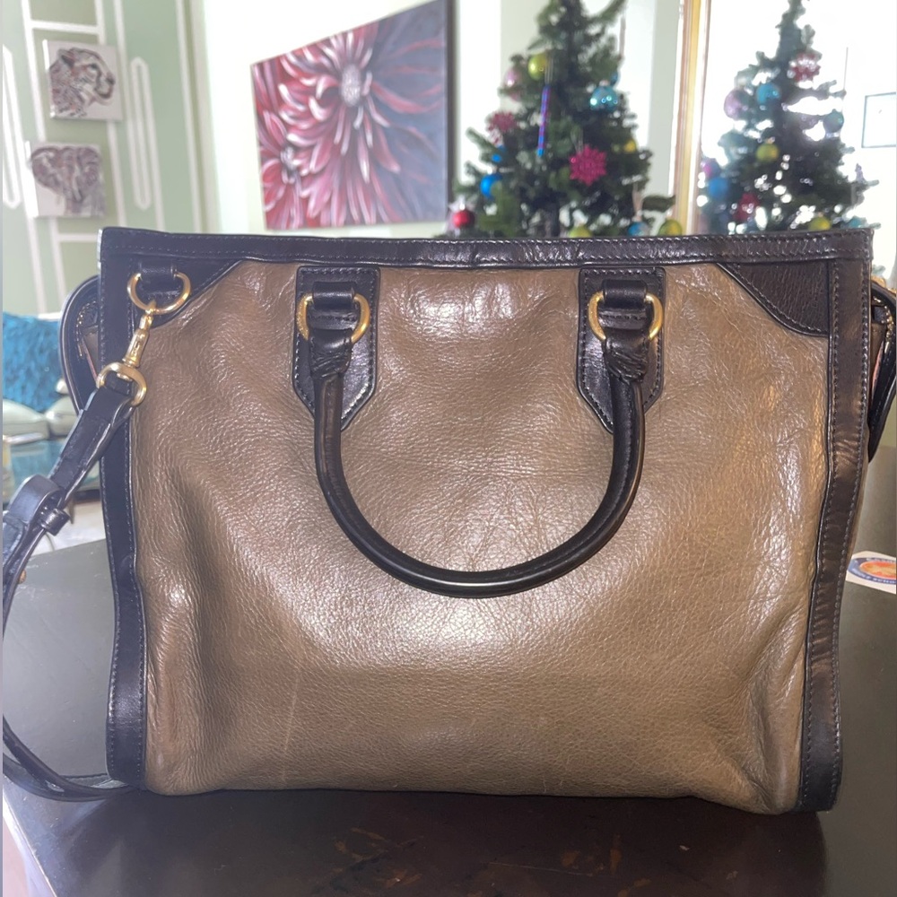 Steven Alan green and black leather shoulder bag/ crossbody